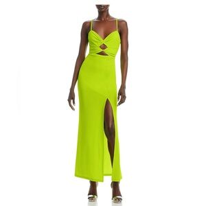 BCBGMAXAZRIA WOMENS JERSEY CUT-OUT FRONT SLIT EVENING DRESS